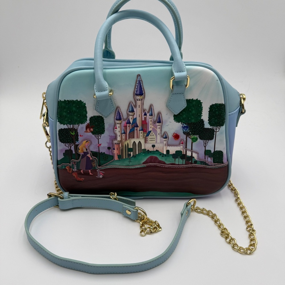 Loungefly Disney Sleeping Beauty Aurora Prince Phillip Satchel Crossbody Bag - Picture 2 of 13